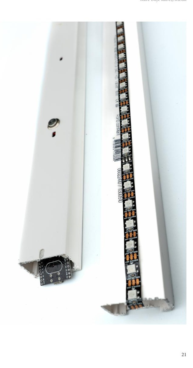 Prototype 4 adskilte håndbevægelsen fra den synlige effekt og krævede trådløs kommunikation, kalibrering og fejlhåndtering. Foto: Kåre Buje.