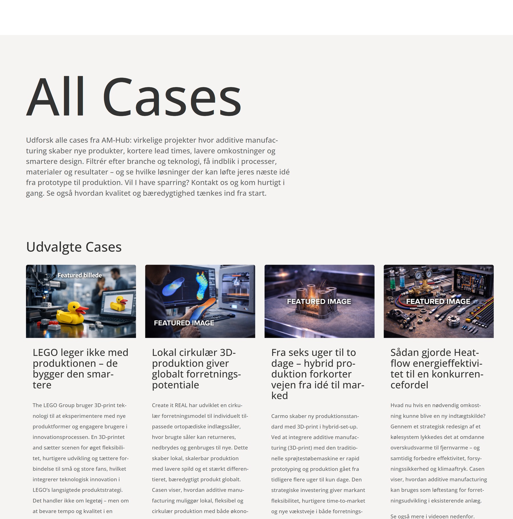 WordPress-prototype med samlet og kategoriseret caseoversigt
