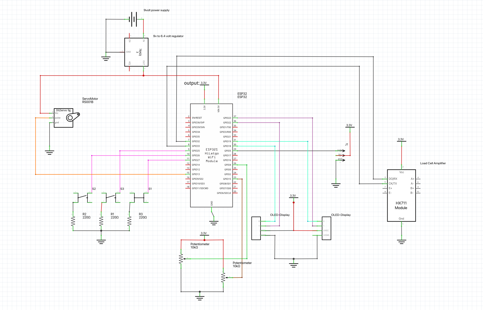 Kredsløbsdiagram for honningtappemaskinens elektroniske styring