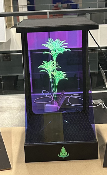 Pepper’s Ghost-visualisering af en plante i Plants of the Past-prototypen
